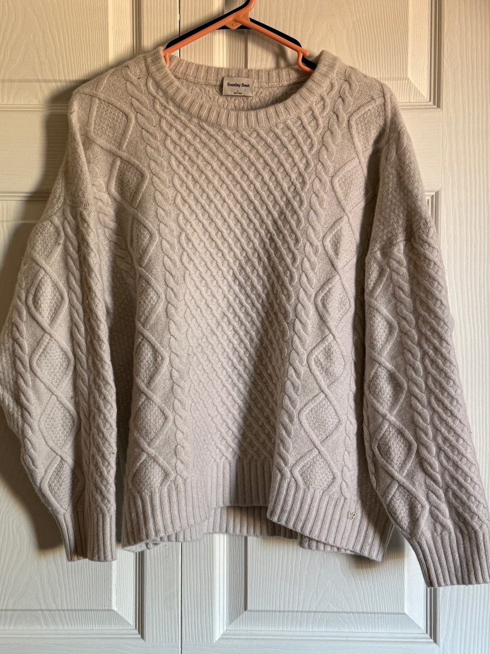 Sunday Best Cream Cable-Knit Crewneck Sweater